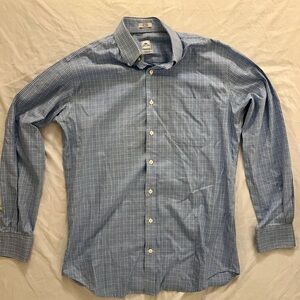 Peter Millar Light Blue Plaid Dress Shirt